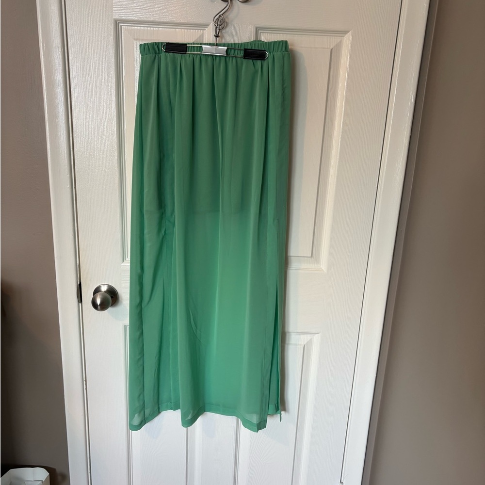 Forever 21 Green Maxi Skirt with Slits